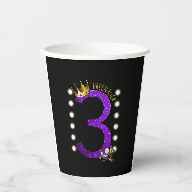 Three-nager Birthday Paper Cups (Front)