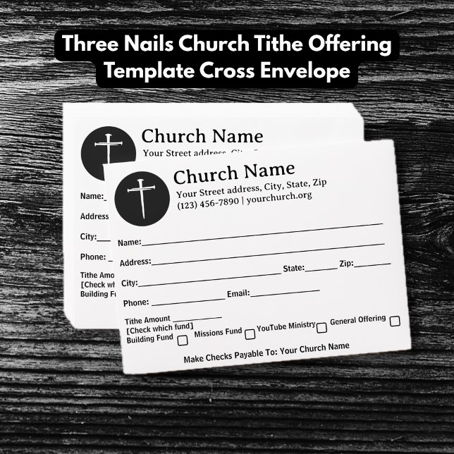 Three Nails Church Tithe Offering Template Cross Envelope (Three Nails Church Tithe Offering Template Cross Envelope)