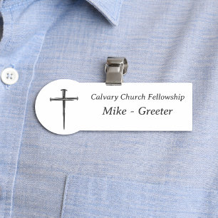 Three Nails Cross Church Greeter Usher Name Tag