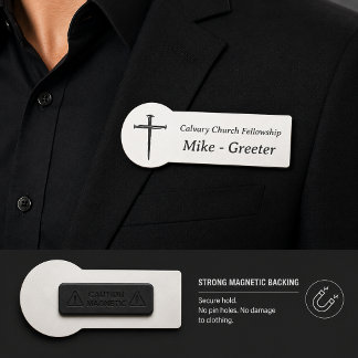 Three Nails Cross Church Greeter Usher Name Tag
