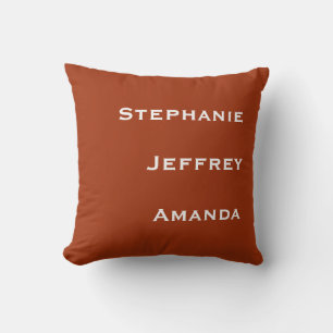 Three Names Terra Cotta and White Square Cushion