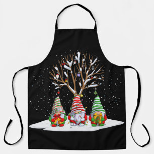 Three Nordic Gnomes And Their Christmas Tree Apron