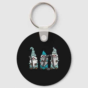 Three Nordic Gnomes Ice Hockey Tomte Nisse Player Key Ring