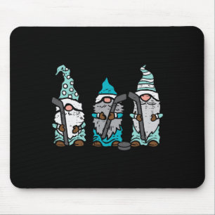 Three Nordic Gnomes Ice Hockey Tomte Nisse Player Mouse Mat