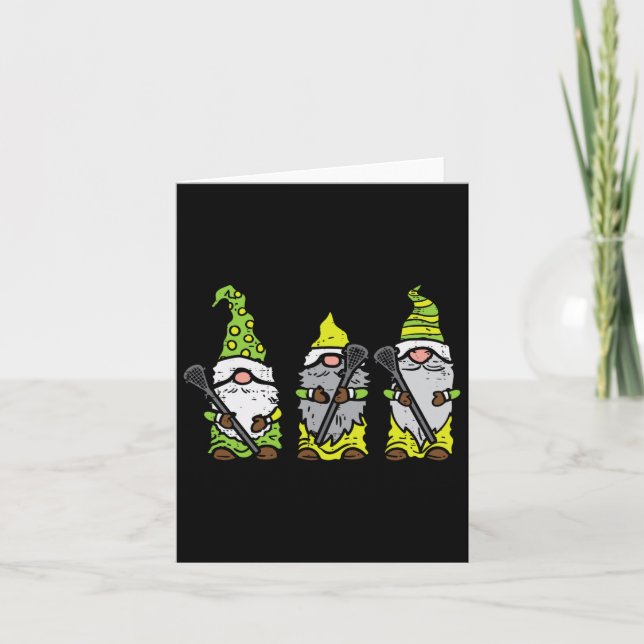 Three Nordic Gnomes Lacrosse Tomte Lax Player Men  Card (Front)