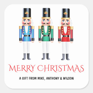 Three Nutcracker Soldiers Christmas Square Sticker