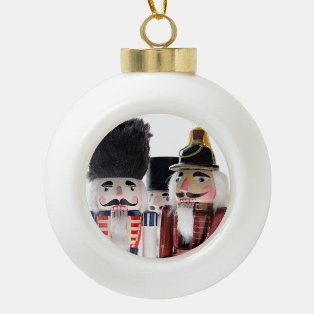 three nutcrackers ceramic ornament (Front)