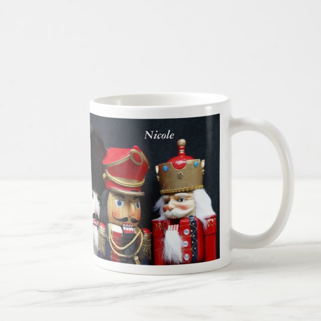 Three nutcrackers on black mug (Right)