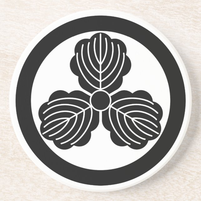 Three oak leaves(1) in circle coaster (Front)