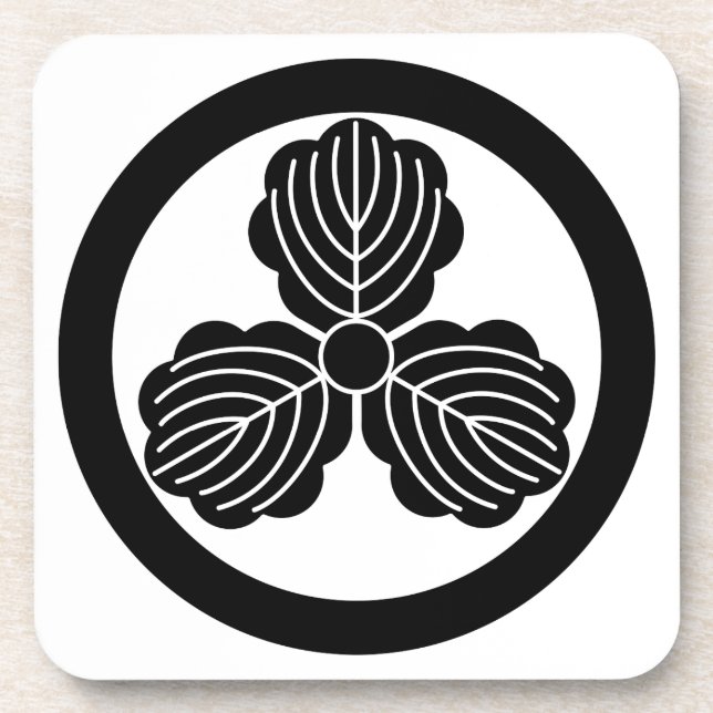 Three oak leaves(1) in circle coaster (Front)
