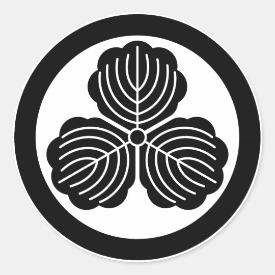 Three oak leaves in circle classic round sticker