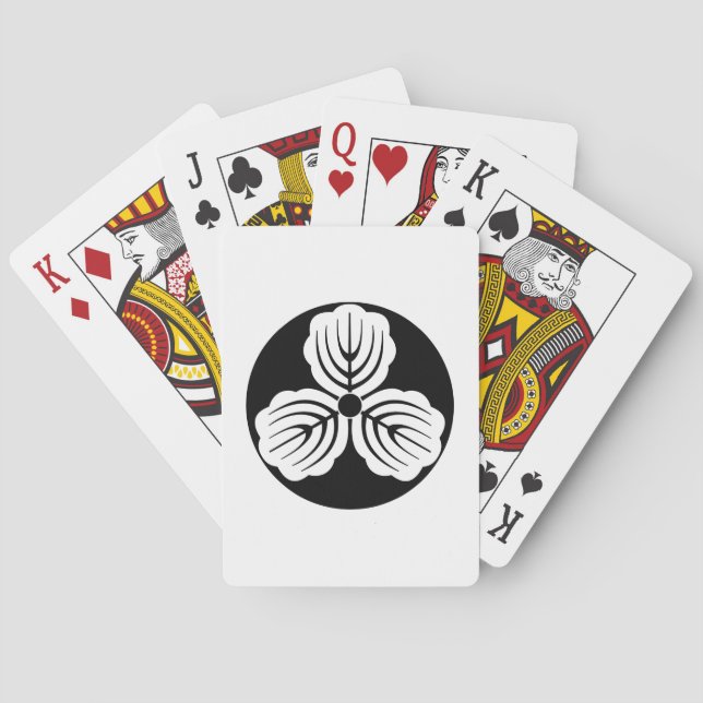 Three oak leaves in rice cake playing cards (Back)