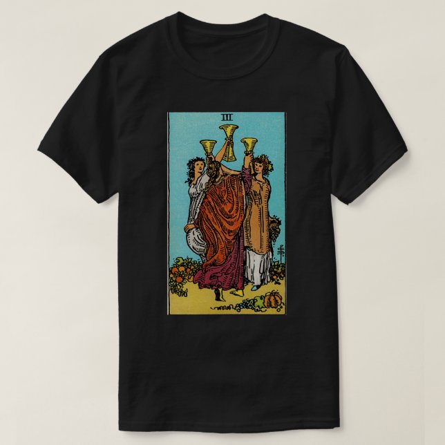 Three of Cups Tarot T-Shirt (Design Front)