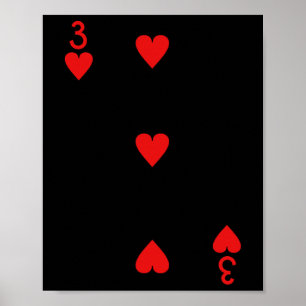 Three Of Hearts Deck Of Cards Playing Cards Hallow Poster