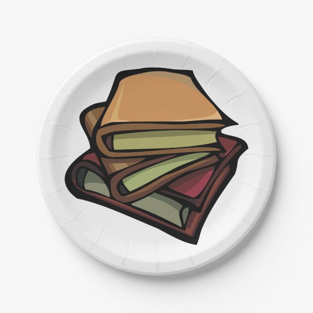 Three Old Books Stacked Together Paper Plate (Front)