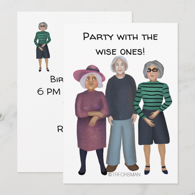 Three older women painted by ©️TRFORSMAN party Invitation (Front/Back)