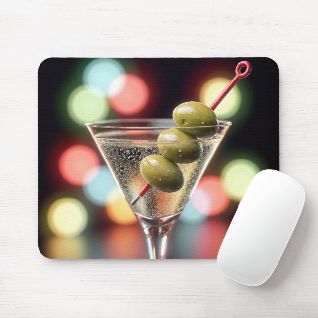 Three Olives In a Martini Cocktail Mouse Mat (With Mouse)