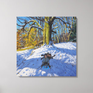 Three on a sledge Allestree Park Derby .2014 Canvas Print