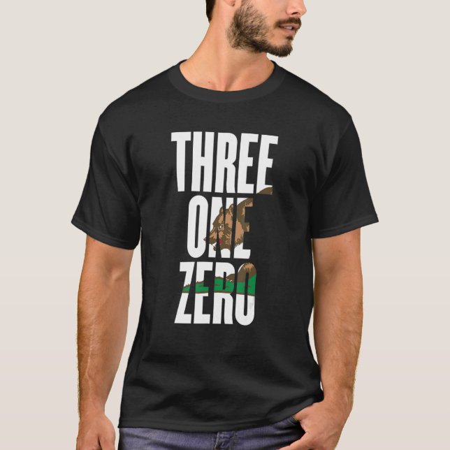 Three One Zero 310 Area Code Los Angeles Californi T-Shirt (Front)