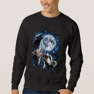 Three Opossum Racoon Skunk Moon Howling Funny Ani Sweatshirt