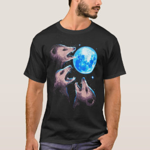 Three Opossums Howling at the Moon Funny Possum 3  T-Shirt