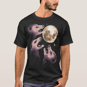 Three Opossums Howling at the Moon Funny Possum 3 T-Shirt