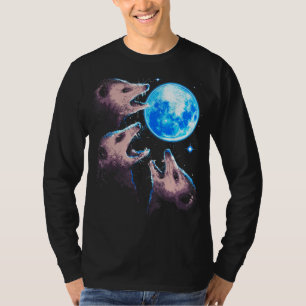 Three Opossums Howling at the Moon Funny Possum 3 T-Shirt