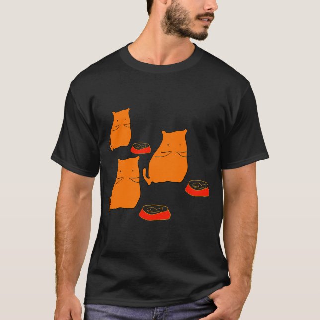 Three Orange Cats Illustration T-Shirt (Front)
