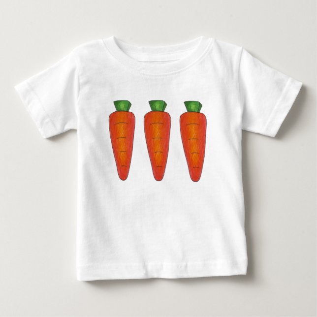 Three Orange Chocolate Carrots Spring Easter Candy Baby T-Shirt (Front)