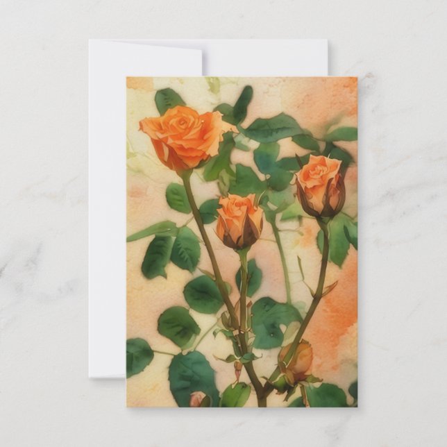 Three Orange Rose Flowers Art Flat Card (Front)