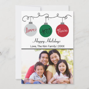Three Ornaments Happy Holidays - Holiday Card