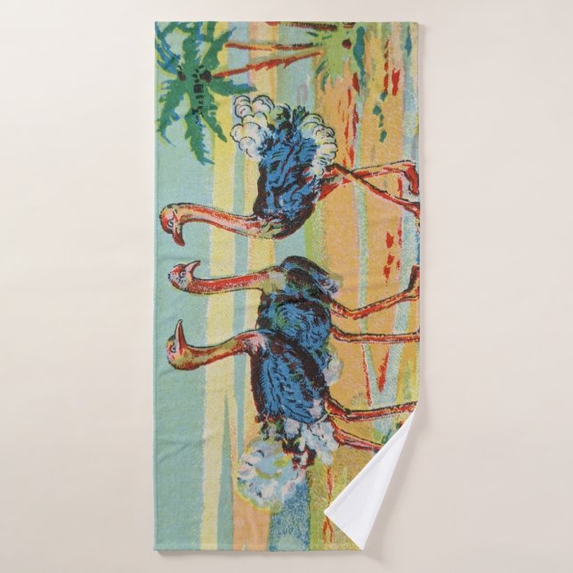 Three Ostriches  Bath Towel (Bath Towel)