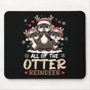 Three Otter Reindeer Santa Hat Deer Merry Christma Mouse Mat