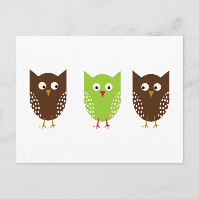 Three Owls Christmas Postcard (Front)