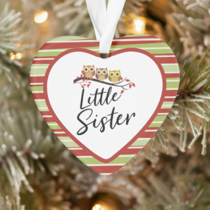 Three Owls Little Sister Sibling Gift Ornament