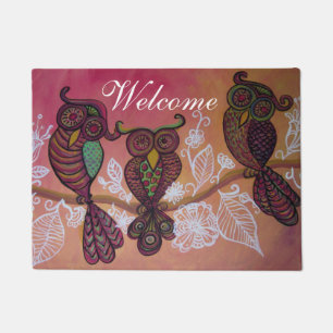 three owls welcome mat