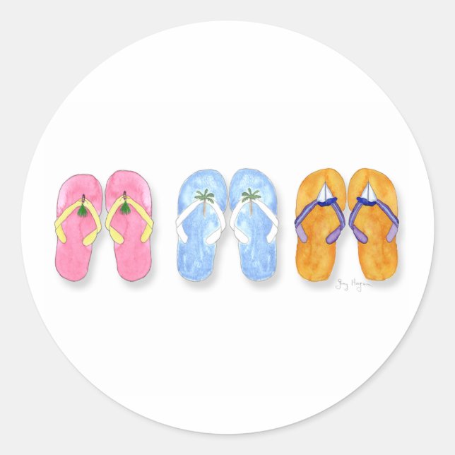 Three Pairs of Flip-Flops Sticker (Front)