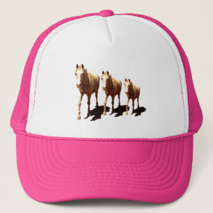 Three Palomino Horses, Pink Trucker Hat