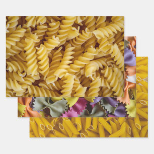 Three Pasta Photos Penne Fusilli Farfalle Wrapping Paper Sheet
