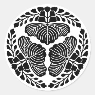 Three paulownia blooms, heads facing outward classic round sticker