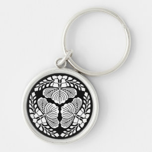 Three paulownia blooms, heads facing outward key ring