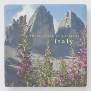 Three Peaks of Lavaredo Wildflowers Italy Stone Coaster