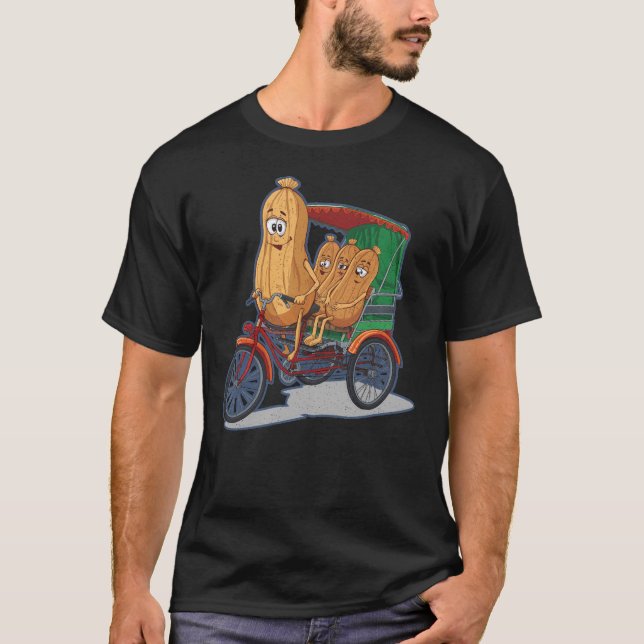 Three Peanuts and A Rickshaw Graphic T-Shirt (Front)