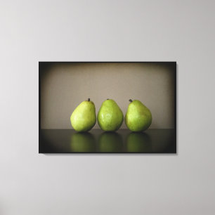 Three pears still life photograph on canvas print