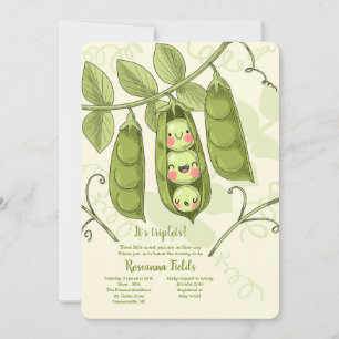Three Peas in a Pod Baby Shower Invitation