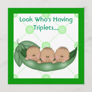 THREE PEAS IN A POD BABY SHOWER TRIPLET INVITES