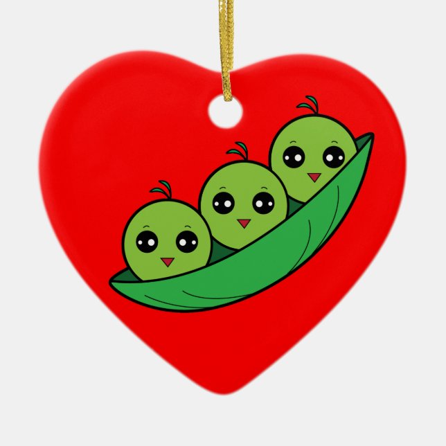 Three Peas in a Pod Ceramic Tree Decoration (Front)