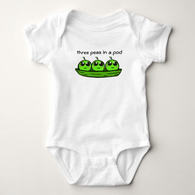 Three Peas in a Pod Onsie Baby Bodysuit (Front)