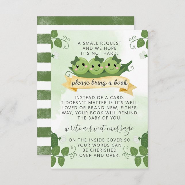 Three Peas Pod Books For Baby Request Card Insert (Front/Back)