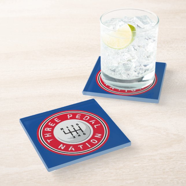 THREE PEDAL NATION GLASS COASTER (Angled)
